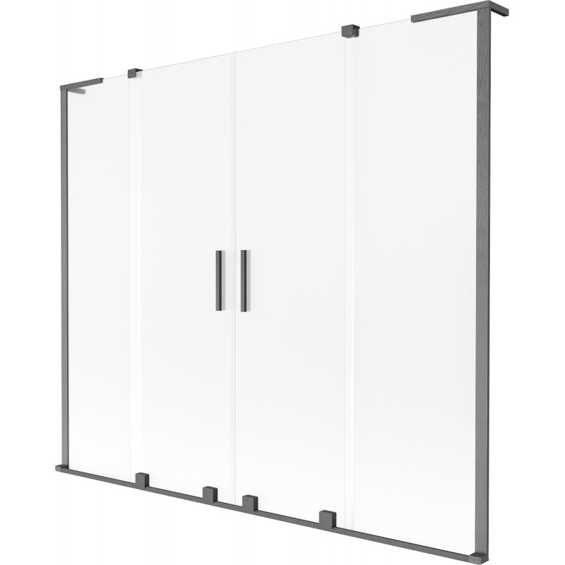 Mexen Velar L Duo parawan nawannowy 2-skrzydłowy rozsuwany 200 x 150 cm, szron, gun gray szczotkowany - 896-200-003-32-66