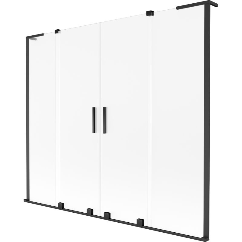 Mexen Velar L Duo Badewannenabtrennung 2-flügelig verschiebbar 200 x 150 cm, matt, schwarz - 896-200-003-32-70
