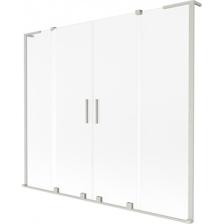 Mexen Velar L Duo Duschwand 2-flügelig, verschiebbar 200 x 150 cm, matt, gebürsteter Nickel - 896-200-003-32-97