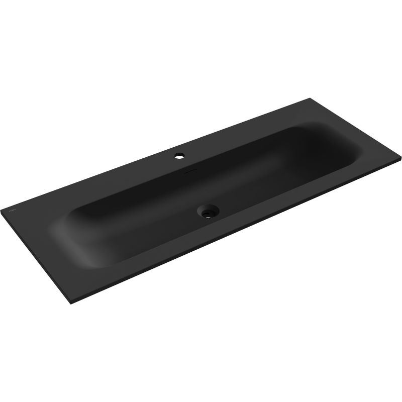 Mexen Vela lavabo empotrado en encimera 121 x 46,5 cm, negro mate - 25231271
