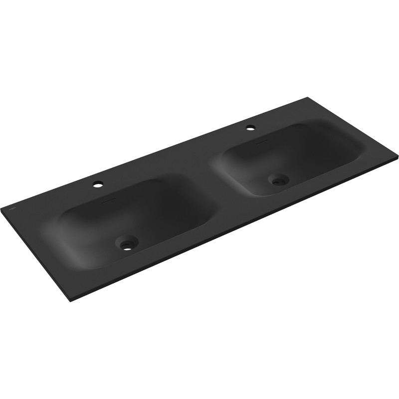 Mexen Vela tööpinna sisse paigaldatav topeltkraanikauss 121 x 46,5 cm, must matt - 25231271D