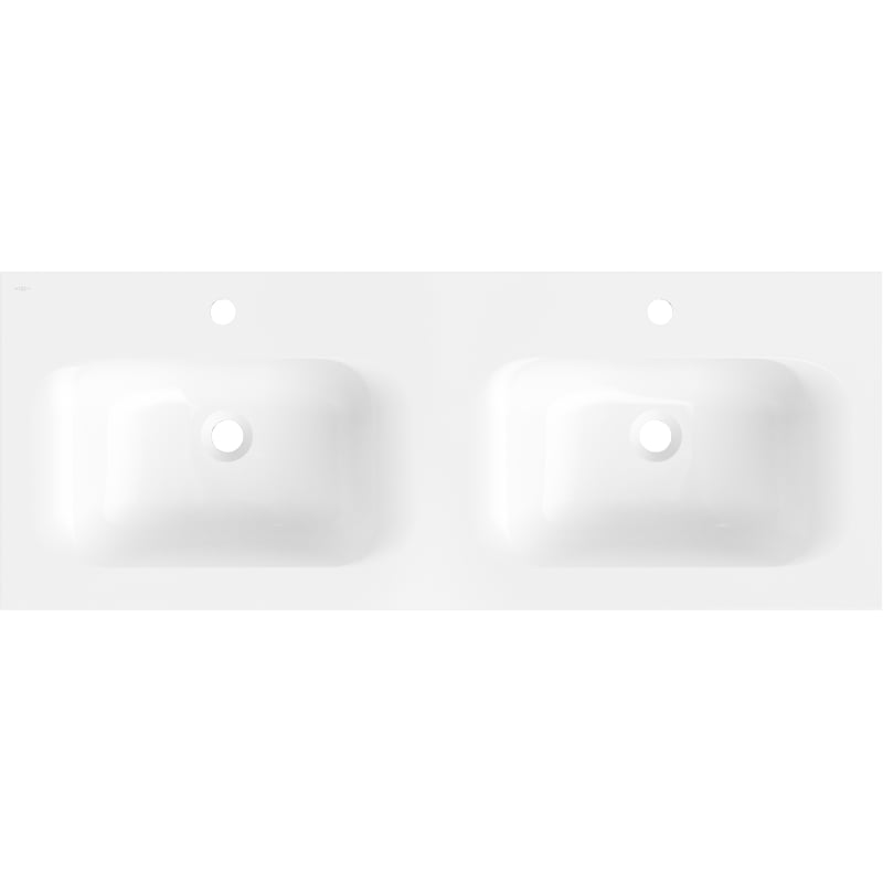 Mexen Vela countertop recessed double washbasin 121 x 46.5 cm, white gloss - 25231200D