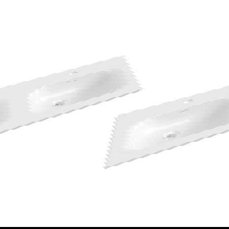 Mexen Vela zweemol Kachbecken, déi an de Blat ageflunn ass, 121 x 46,5 cm, wäiss Glanz - 25231200D