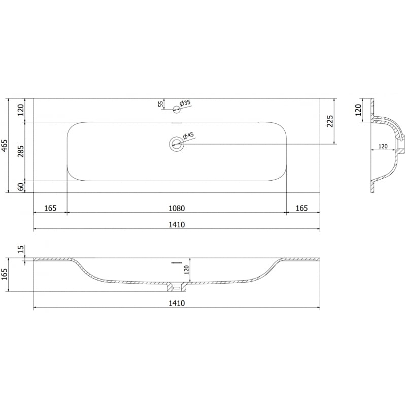 Mexen Vela countertop washbasin 141 x 46.5 cm, white gloss - 25231400