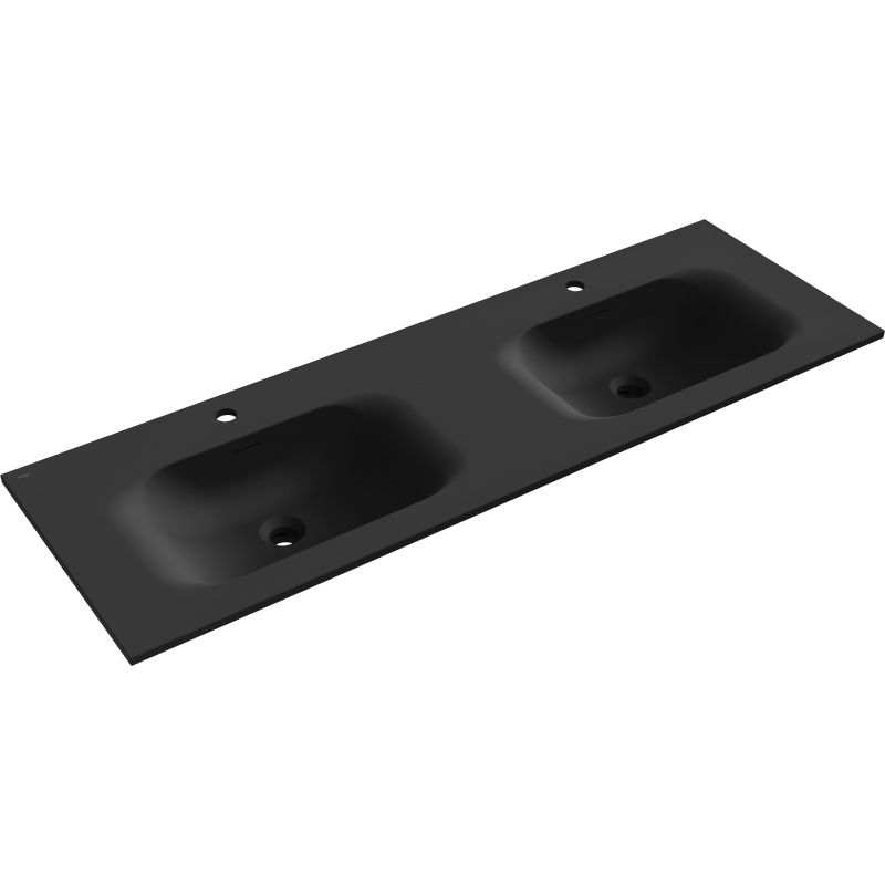 Mexen Vela Doppelwaschbecken, in die Arbeitsplatte eingelassen 141 x 46,5 cm, schwarz matt - 25231471D