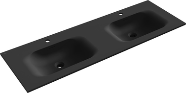 Mexen Vela Doppelwaschbecken, in die Arbeitsplatte eingelassen 141 x 46,5 cm, schwarz matt - 25231471D