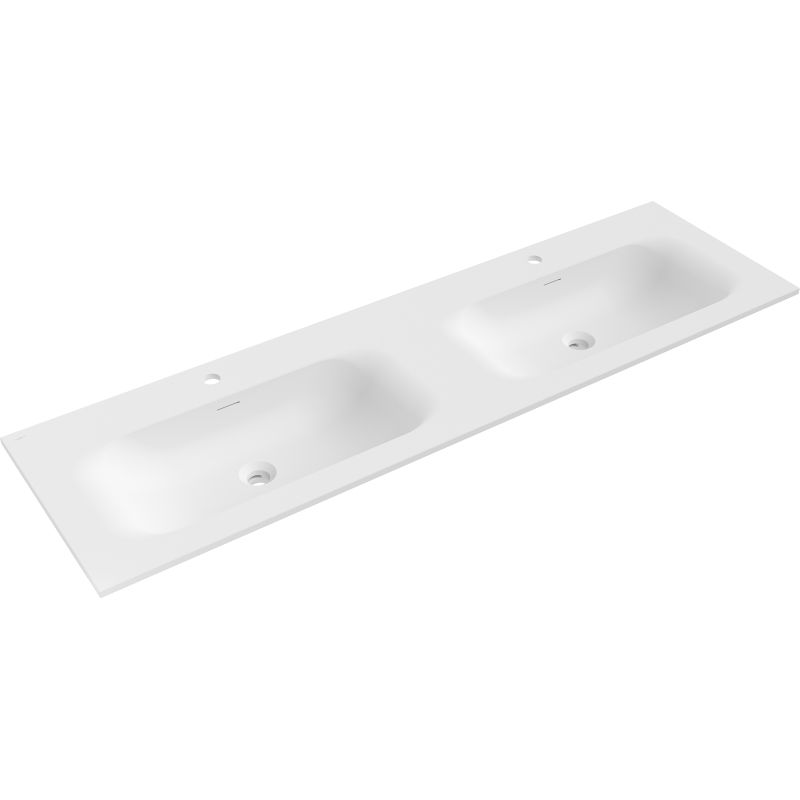 Mexen Vela lavabo empotrado en encimera doble 161 x 46,5 cm, blanco mate - 25231601D