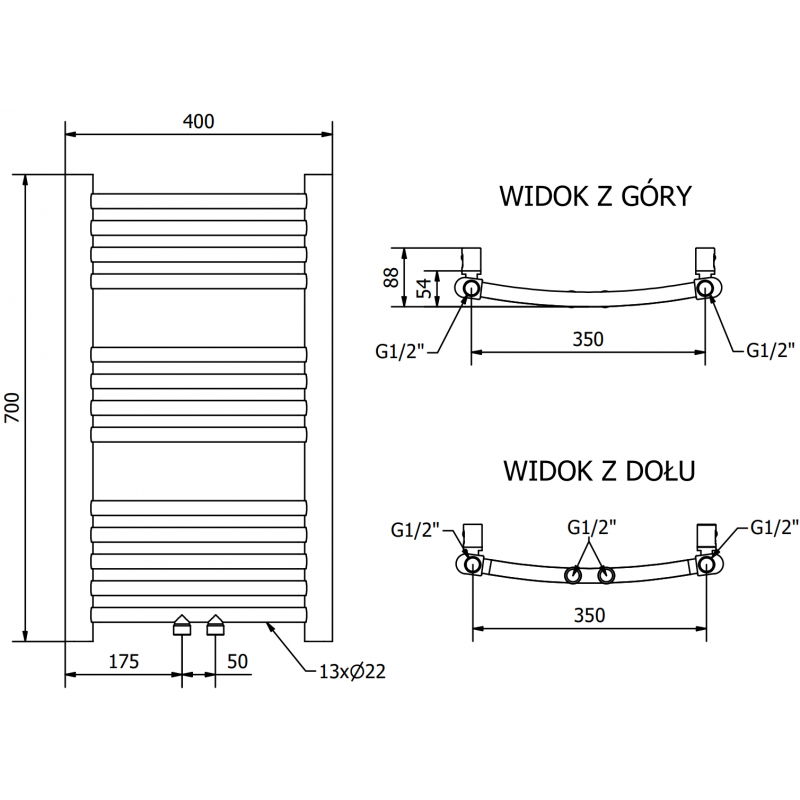 Mexen Ares electric radiator 700 x 400 mm, 300 W, gold - W102-0700-400-2300-50