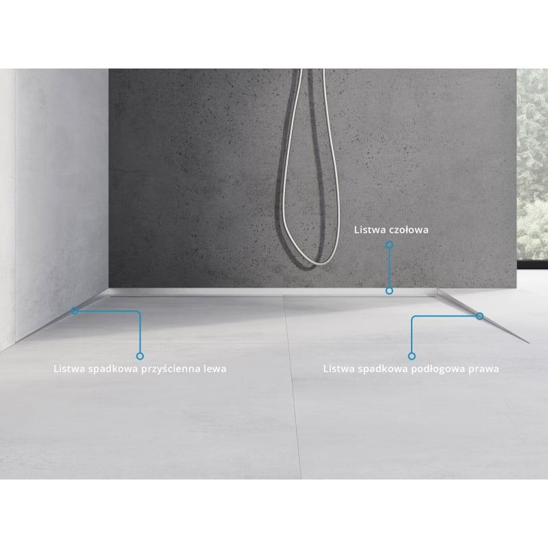 Mexen Line-B floor slope trim 120 cm right, inox - 181001120R