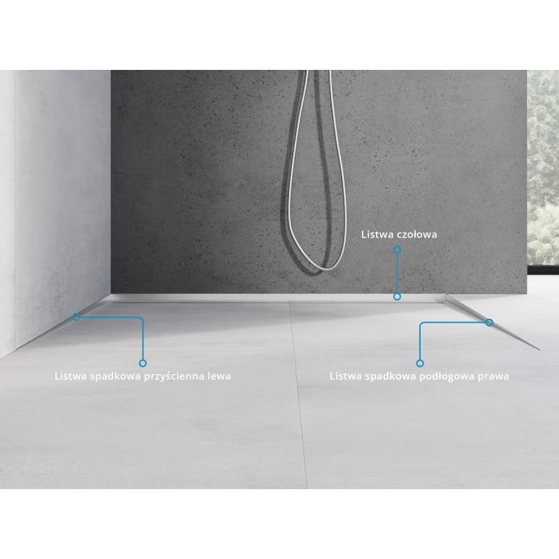 Mexen Line-B listello inclinato da pavimento 120 cm destro, inox - 181001120R