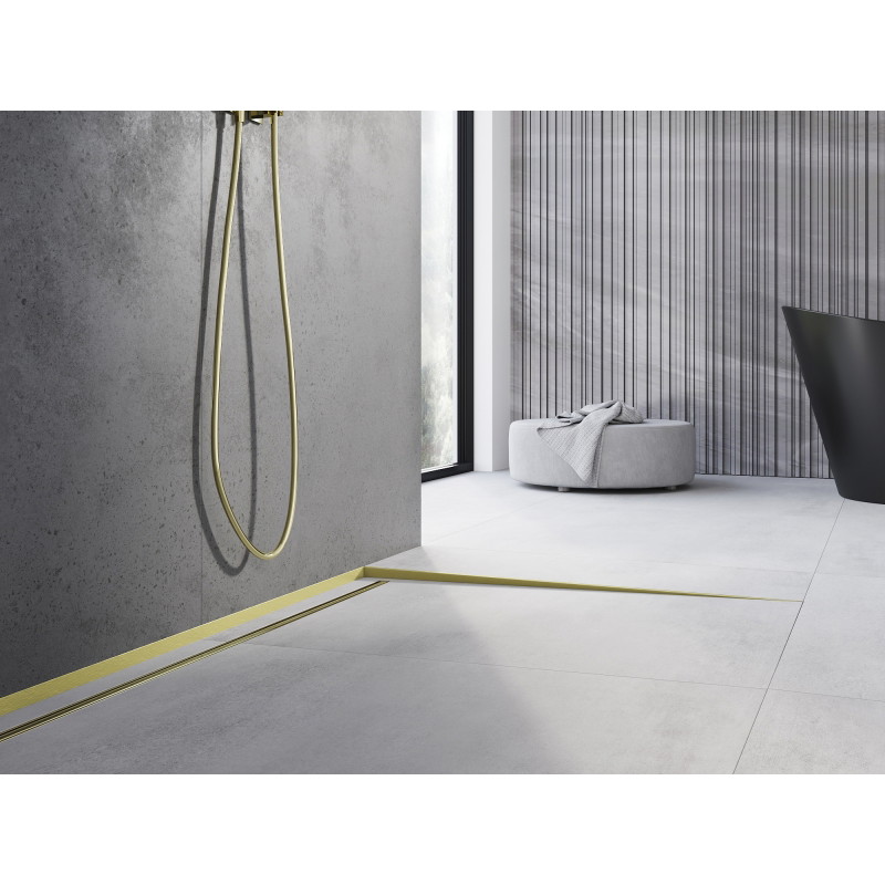 Mexen Line-B vloerhellinglijst 120 cm rechts, geborsteld goud - 185501120R