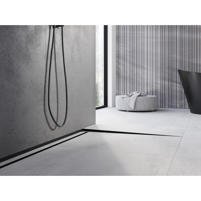 Mexen Line-B listón inclinado para suelo 120 cm derecho, negro - 187001120R