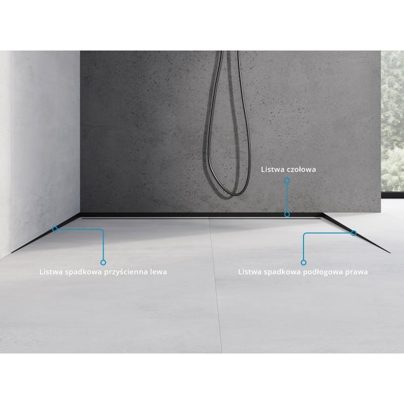 Mexen Line-B 120 cm Right Floor Slope Strip, Black - 187001120R