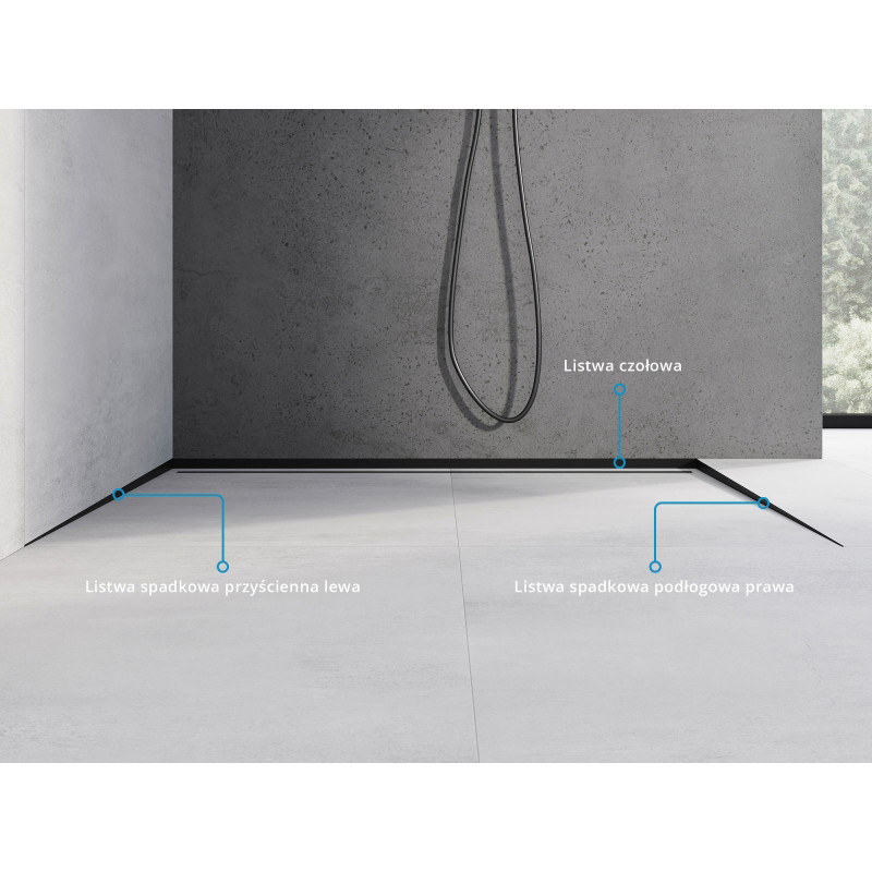 Mexen Line-B listwa spadkowa podłogowa 120 cm prawa, czarna - 187001120R