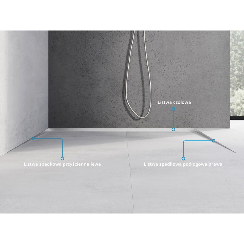 Mexen Line-B listón de declive para suelo 180 cm derecho, inox - 181001180R