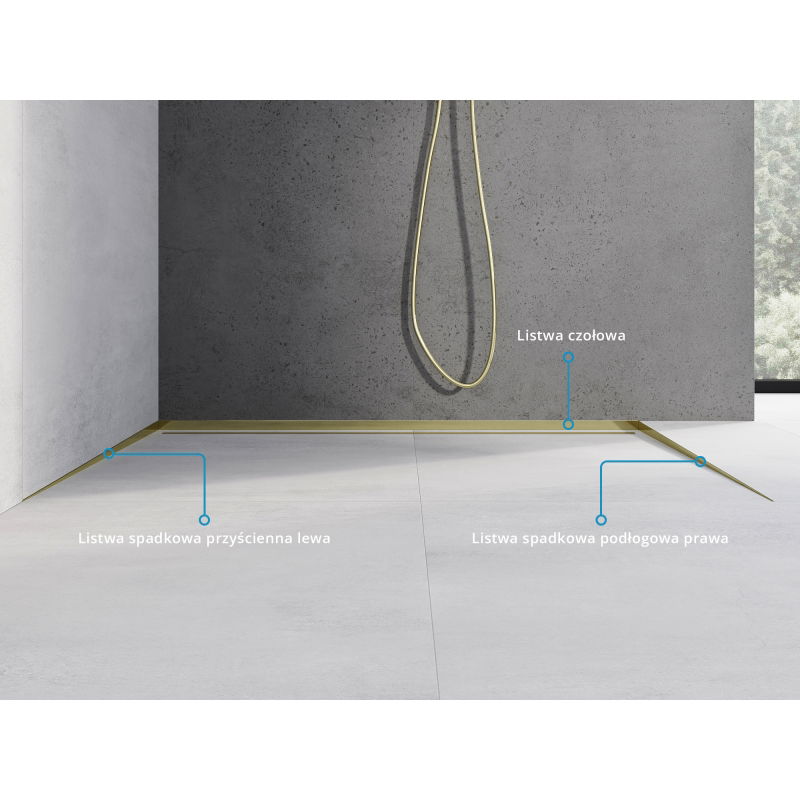 Mexen Line-B guarnição inclinada para chão 180 cm direita, dourada - 185001180R