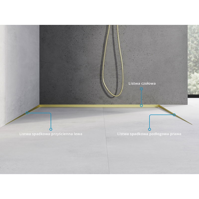 Mexen Line-B lattian alapuolinen lista 180 cm oikea, harjattu kulta - 185501180R