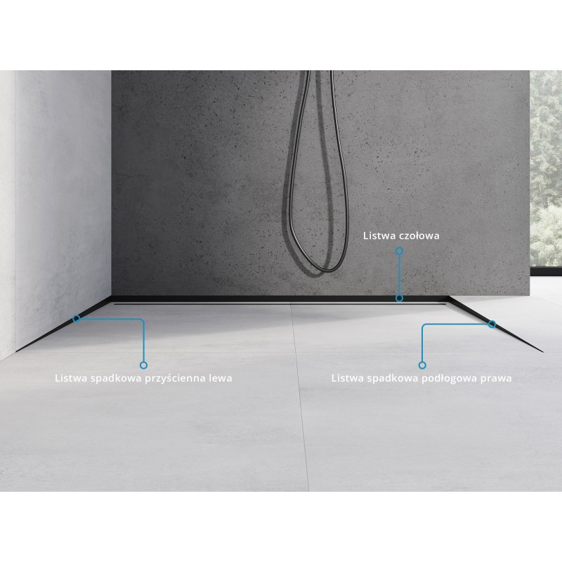 Mexen Line-B listón de pendiente de suelo 180 cm derecha, negro - 187001180R
