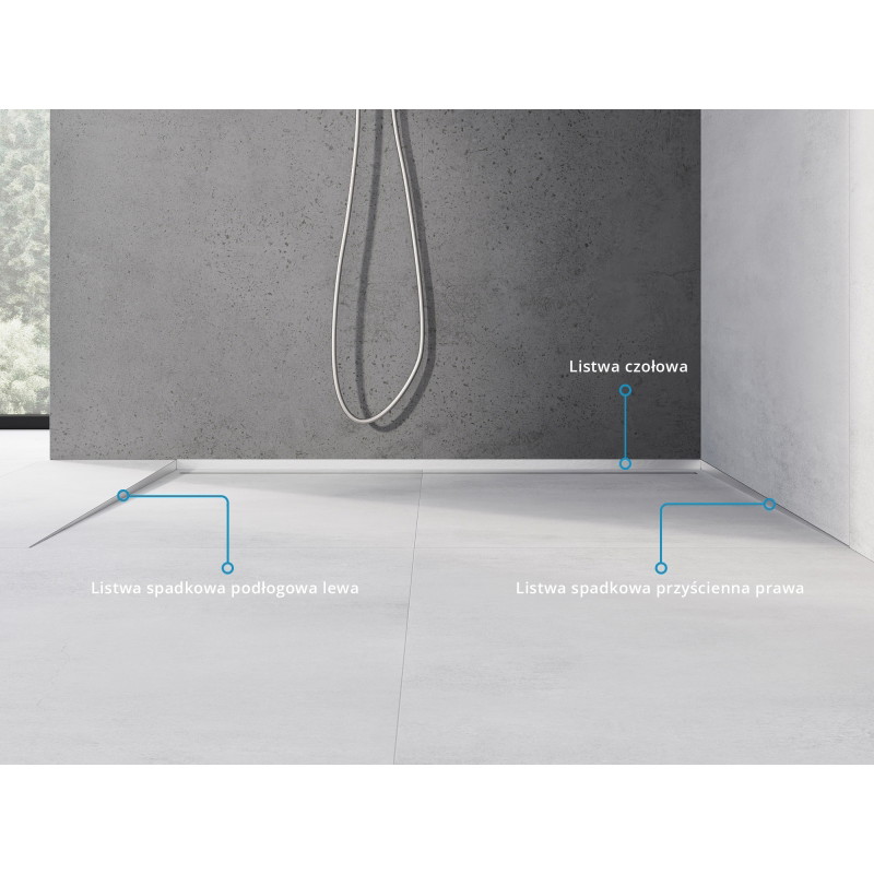 Mexen Line-B perfil de pendiente de suelo 120 cm izquierdo, inox - 181001120L
