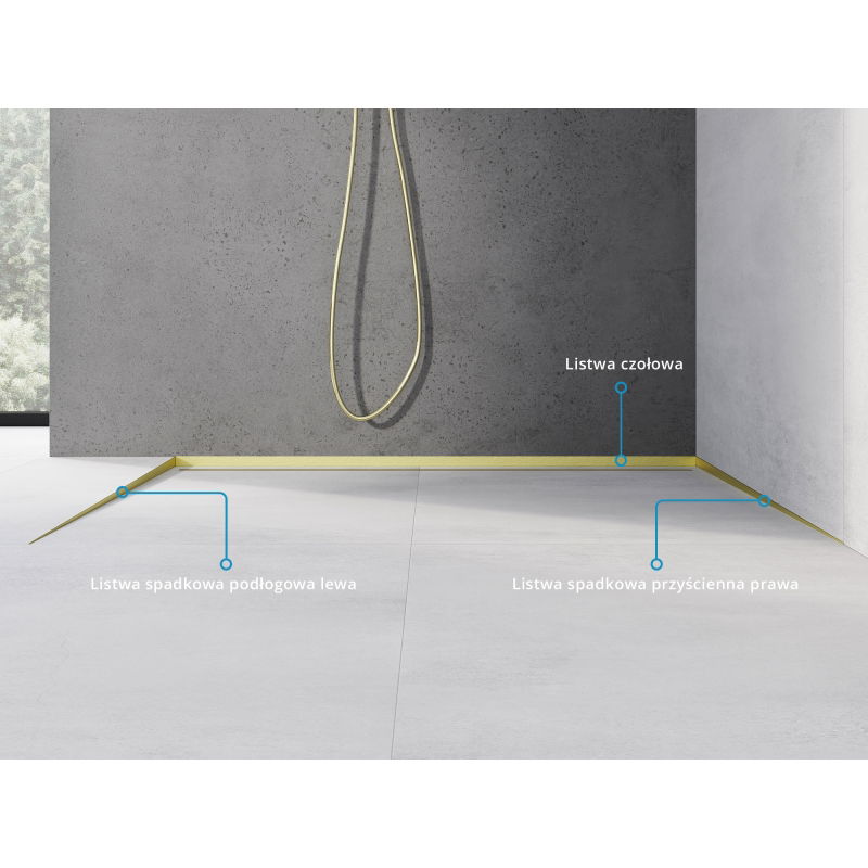 Mexen Line-B leva talna padajoča letev 120 cm, zlata krtačena - 185501120L