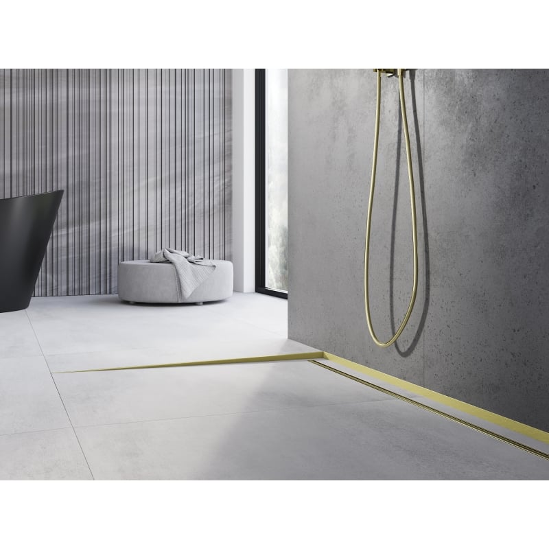 Mexen Line-B listwa spadkowa podłogowa 120 cm lewa, złota szczotkowana - 185501120L