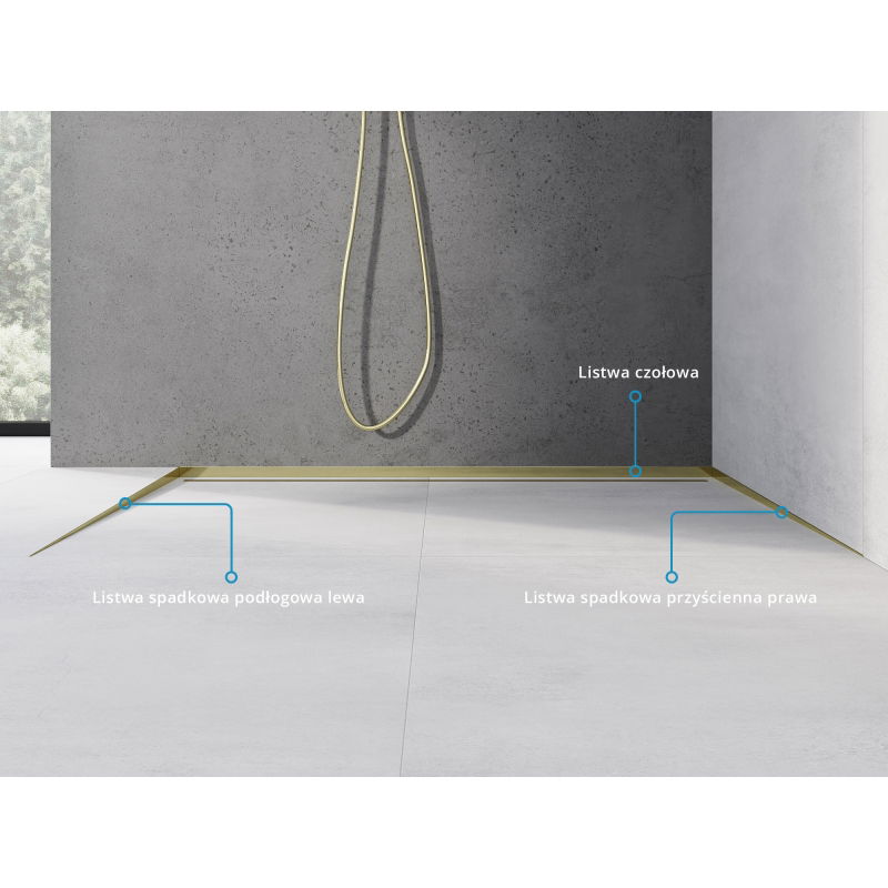 Mexen Line-B grīdas nokļūšanas līste 180 cm kreisa, zelta - 185001180L