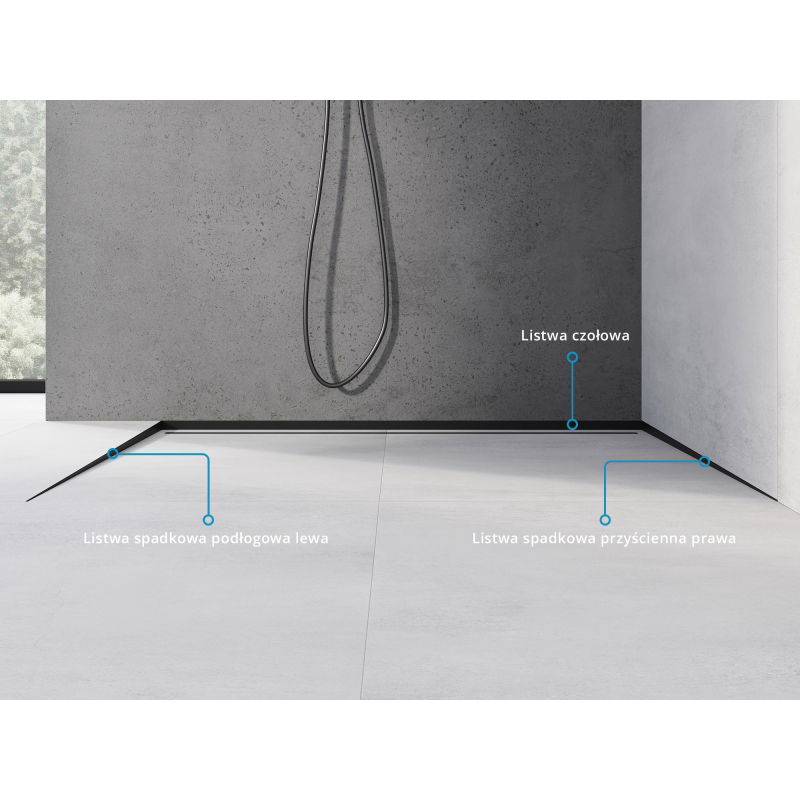 Mexen Line-B grīdas slīpuma līste 180 cm kreisā, melna - 187001180L