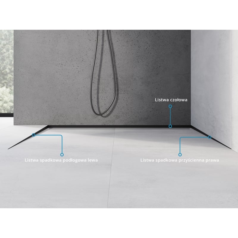 Mexen Line-B listello inclinato a pavimento 180 cm sinistra, nero - 187001180L