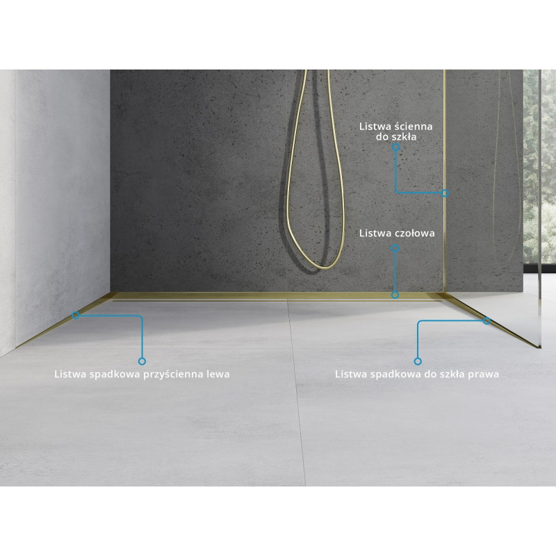 Mexen Line-B moldura inclinada adosada a la pared 120 cm izquierda, dorada - 185002120L
