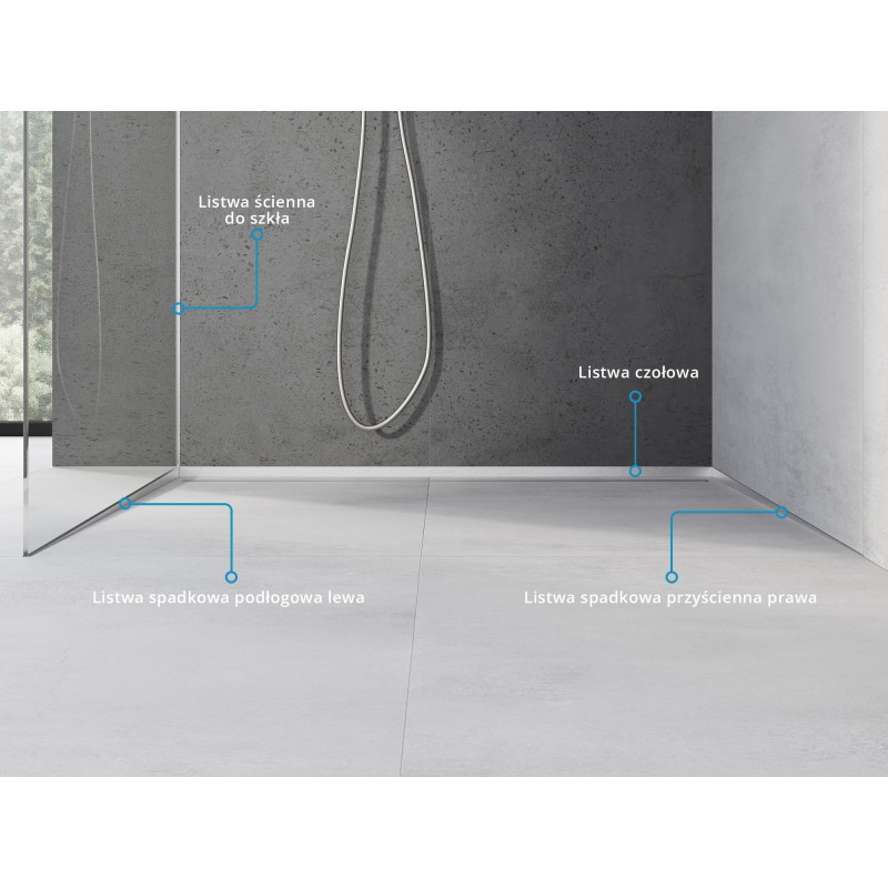 Mexen Line-B listello a pendenza a parete 120 cm destra, inox - 181002120R
