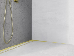 Mexen Line-B Wandabschlussprofil mit Gefälle 120 cm rechts, gebürstetes Gold - 185502120R
