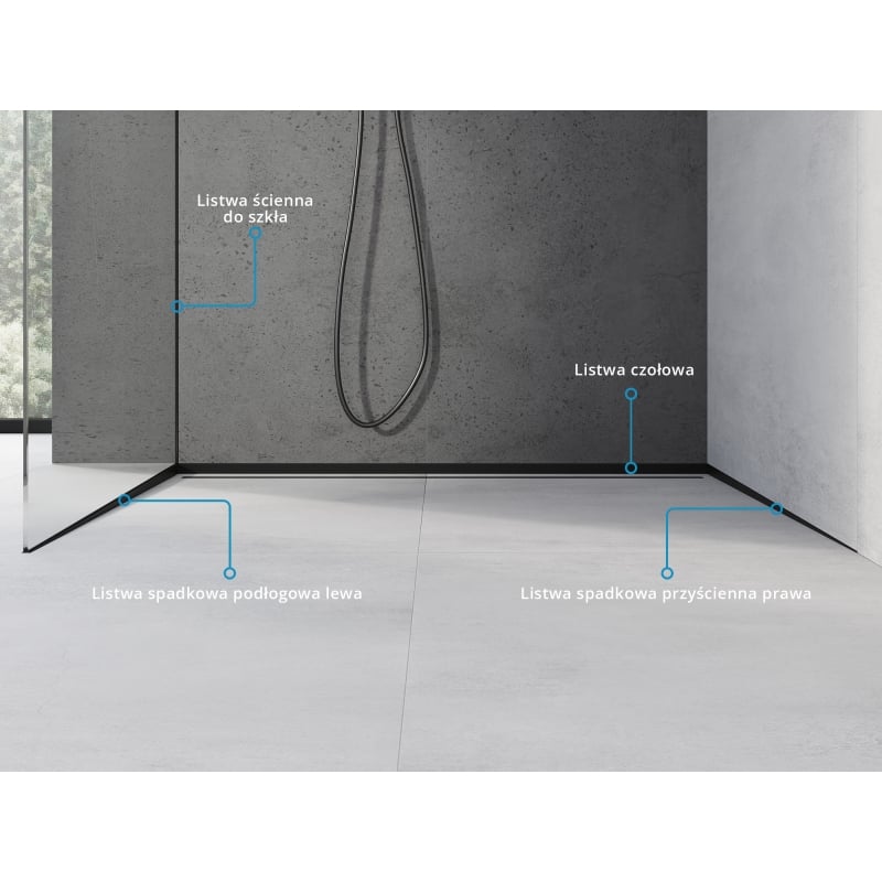 Mexen Line-B Wandeinbau-Abflussleiste 120 cm rechts, schwarz - 187002120R