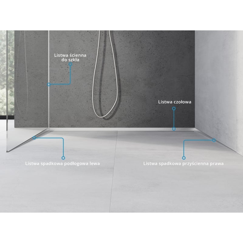 Mexen Line-B faixa de inclinação mural 180 cm direita, inox - 181002180R