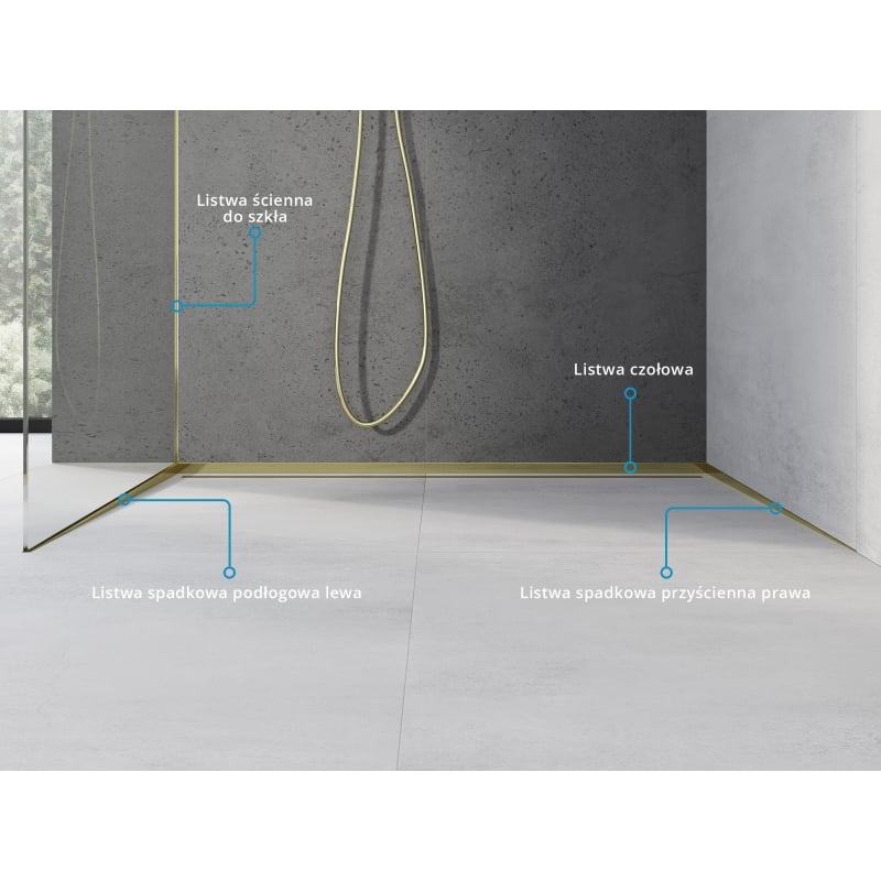 Mexen Line-B calha de parede inclinada 180 cm direita, dourada - 185002180R