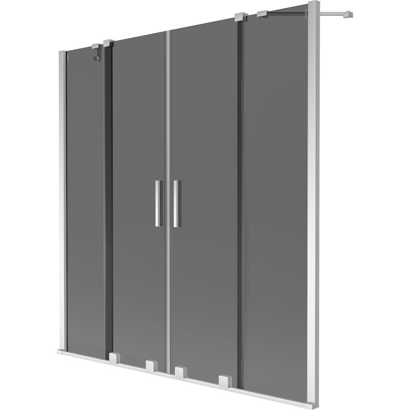 Mexen Velar Duo Badewannenabtrennung 2-flügelig verschiebbar 140 x 150 cm, Graphit, Chrom - 896-140-000-42-01