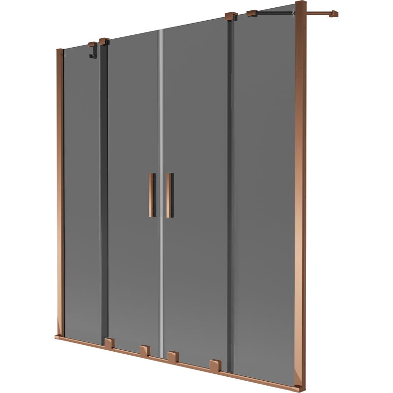 Mexen Velar Duo Badewannenabtrennung 2-flügelig verschiebbar 140 x 150 cm, Graphit, Roségold - 896-140-000-42-60