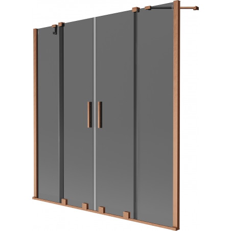 Mexen Velar Duo 2-panel sliding bath screen 140 x 150 cm, graphite, brushed copper - 896-140-000-42-65