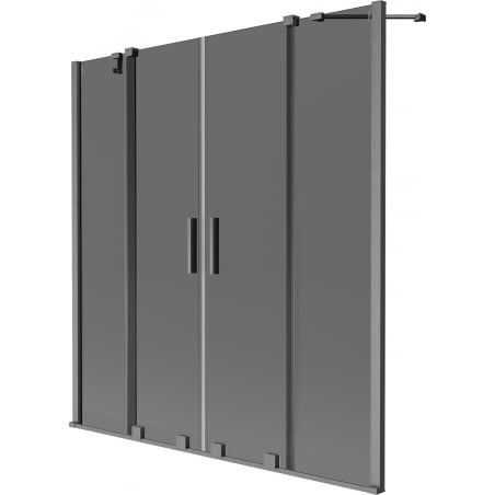 Mexen Velar Duo panel de bañera de 2 hojas deslizantes 140 x 150 cm, grafito, gris acero cepillado - 896-140-000-42-66