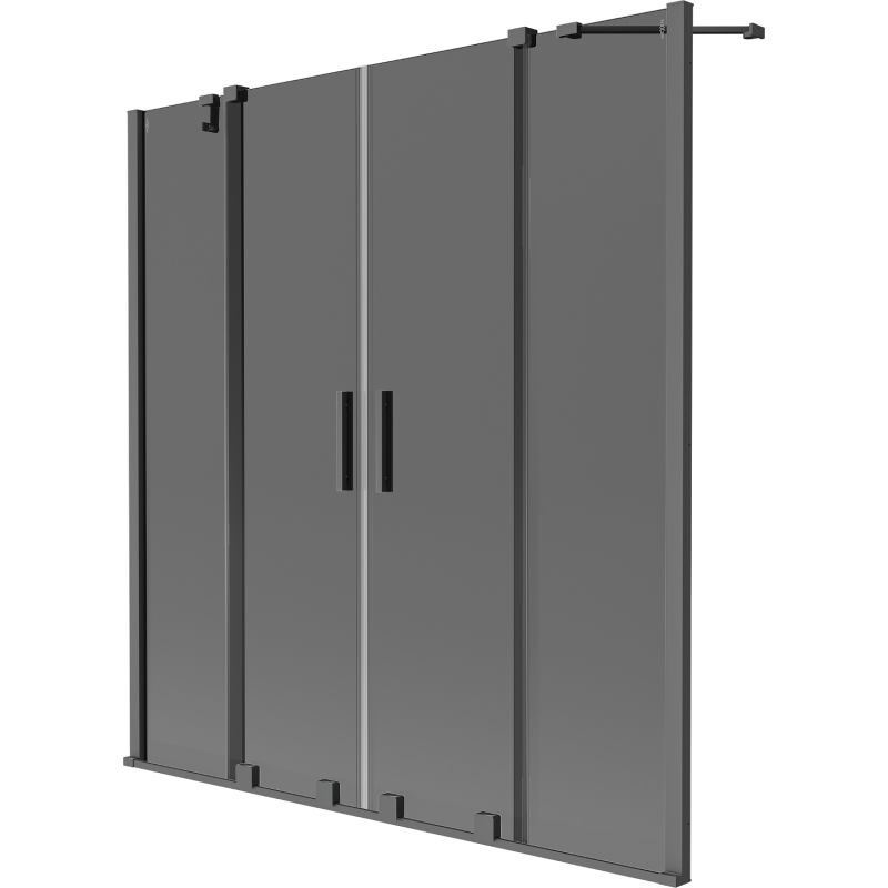Mexen Velar Duo Badewannen-Faltwand 2-teilig verschiebbar 140 x 150 cm, graphit, Gun Metal - 896-140-000-42-95