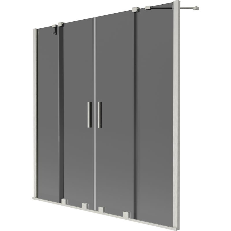 Mexen Velar Duo badwandparavent 2-delig schuifbaar 140 x 150 cm, grafiet, geborsteld nikkel - 896-140-000-42-97