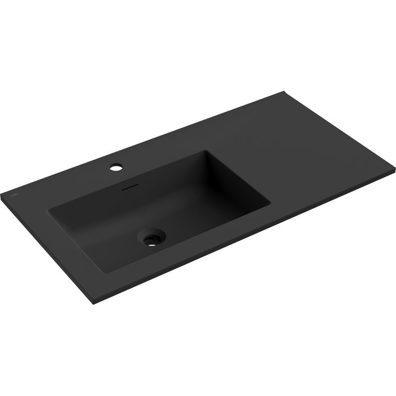 Mexen Otis Waschbecken links in die Arbeitsplatte eingebaut 91 x 46,5 cm, schwarz matt - 25189071L