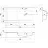 Mexen Otis built-in washbasin right 91 x 46.5 cm, matte black - 25189071P