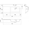 Mexen Otis lavabo encastré à droite 91 x 46,5 cm, noir mat - 25189071P