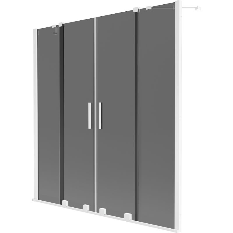Mexen Velar Duo Badewannenabtrennung 2-flügelig verschiebbar 160 x 150 cm, Graphit, Weiß - 896-160-000-42-20
