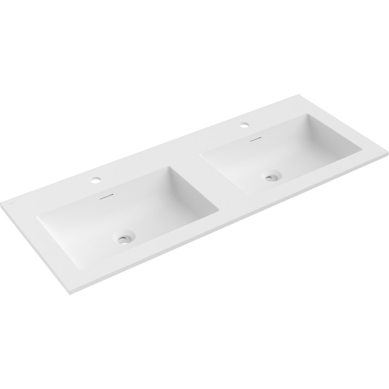 Mexen Otis built-in countertop double washbasin 121 x 46.5 cm, matt white - 25181201D