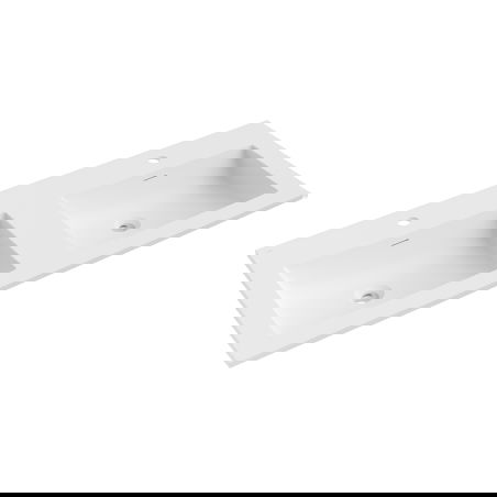 Mexen Otis dubbele wastafel ingebouwd in werkblad 121 x 46,5 cm, mat wit - 25181201D