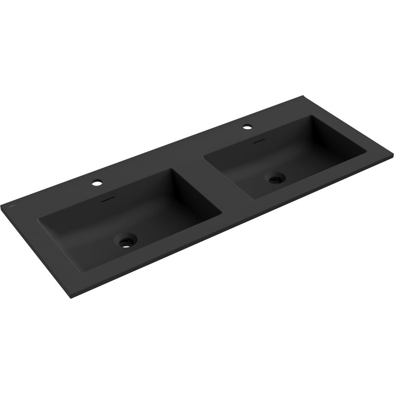 Mexen Otis Unterbauwaschbecken doppelt 121 x 46,5 cm, schwarz matt - 25181271D