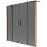 Mexen Velar Duo parawan nawannowy 2-skrzydłowy rozsuwany 160 x 150 cm, grafit, miedź szczotkowana - 896-160-000-42-65