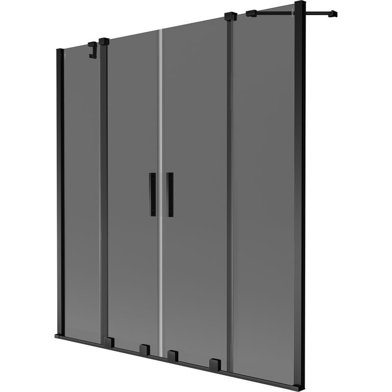 Mexen Velar Duo Badewannenabtrennung 2-flügelig verschiebbar 160 x 150 cm, Graphit, Schwarz - 896-160-000-42-70
