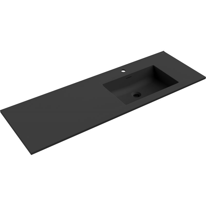 Mexen Otis lavabo encastré sur plan à droite 141 x 46,5 cm, noir mat - 25181471P
